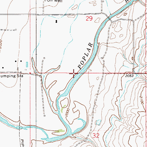 Topographic Map of 29N51E32BBBB01 Well, MT