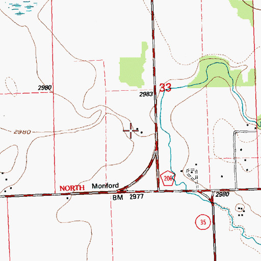Topographic Map of 29N20W33CADC01 Well, MT