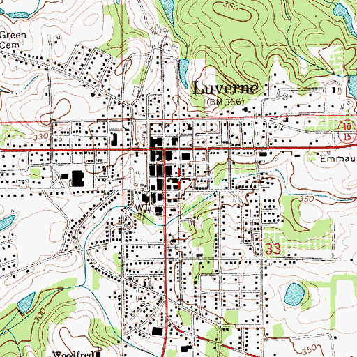 Topographic Map of Luverne City Hall, AL
