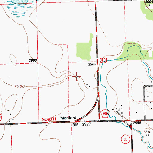 Topographic Map of 29N20W33CD__01 Well, MT
