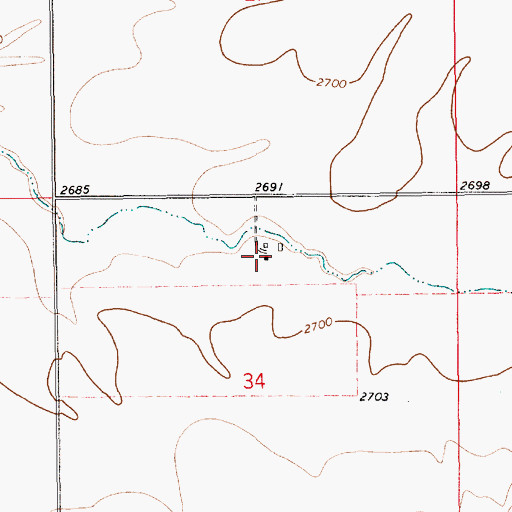 Topographic Map of 29N13E34ABCB01 Well, MT