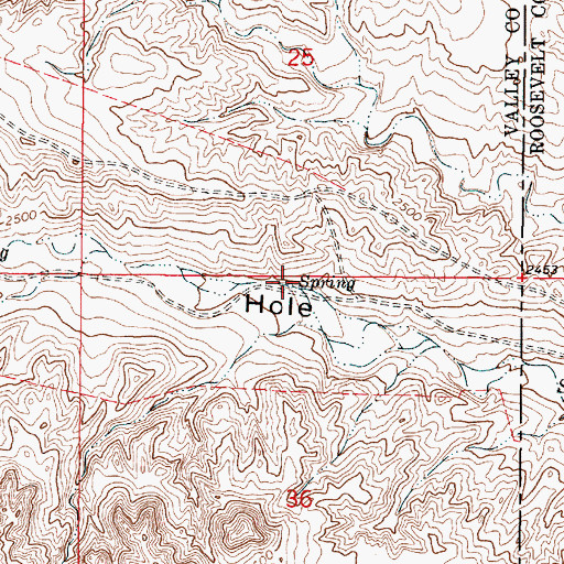 Topographic Map of 29N45E36BAAA01 Spring, MT