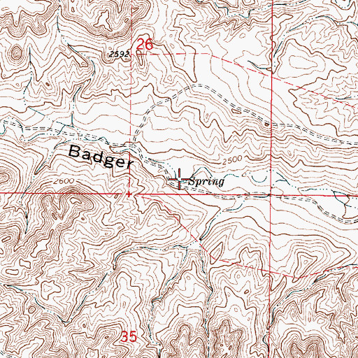 Topographic Map of 29N45E26DCDD01 Spring, MT