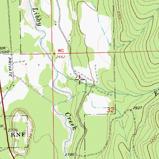 Topographic Map of 29N30W32BACC01 Well, MT
