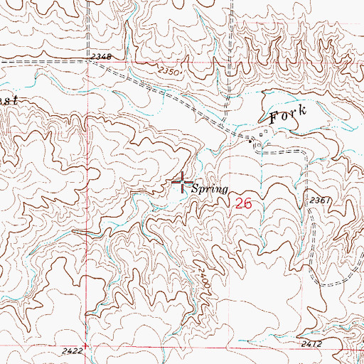 Topographic Map of 29N47E26BDCA01 Spring, MT