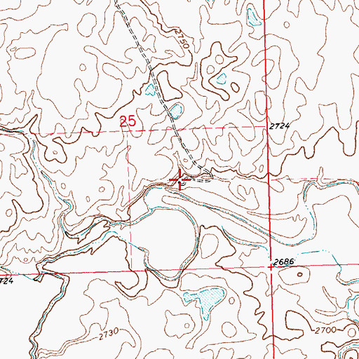 Topographic Map of 29N23E25DBD_02 Well, MT