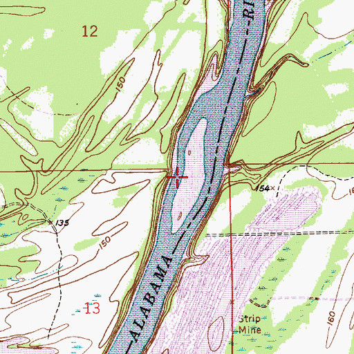 Topographic Map of Gun Island Chute, AL