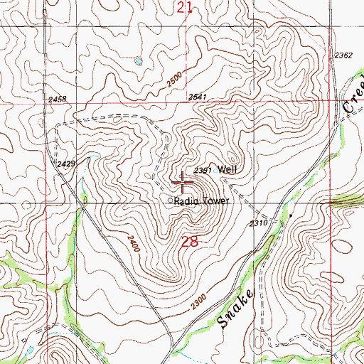 Topographic Map of 29N58E28ABCD01 Well, MT