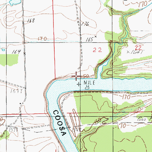 Topographic Map of Log Landing, AL