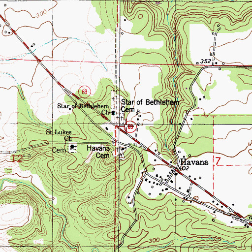 Topographic Map of Green Springs School (historical), AL
