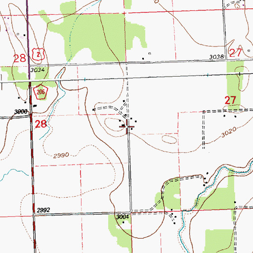 Topographic Map of 29N20W27CBBB01 Well, MT