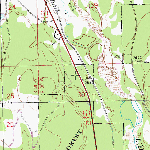 Topographic Map of 29N30W30BAA_01 Well, MT