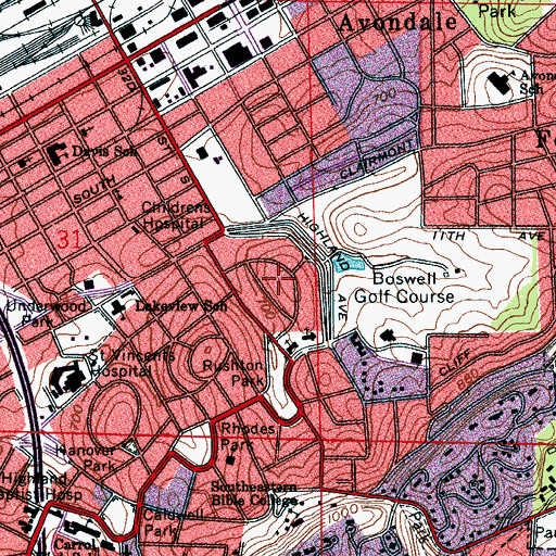 Topographic Map of Chestnut Hill Historic District, AL
