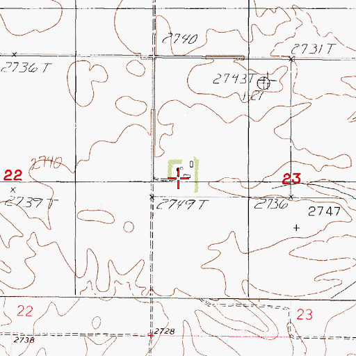 Topographic Map of 29N44E23BCCD01 Well, MT