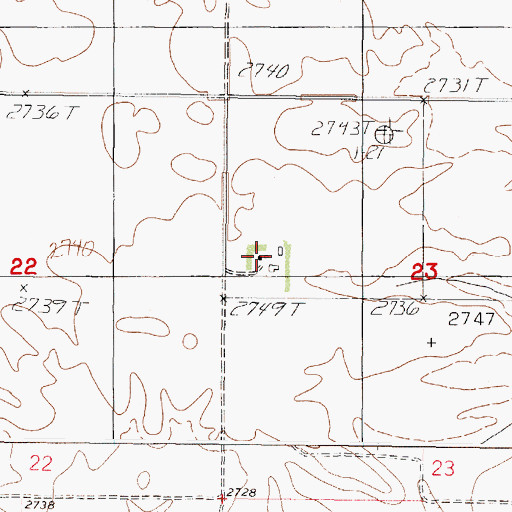 Topographic Map of 29N44E23BCCA01 Well, MT