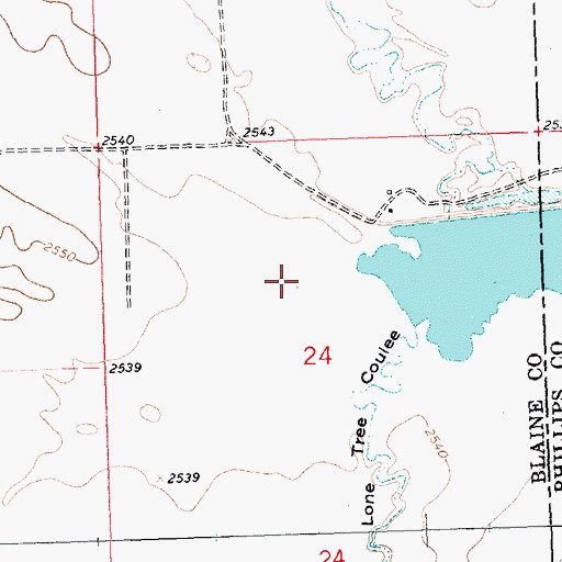 Topographic Map of 29N25E24BAD_01 Well, MT