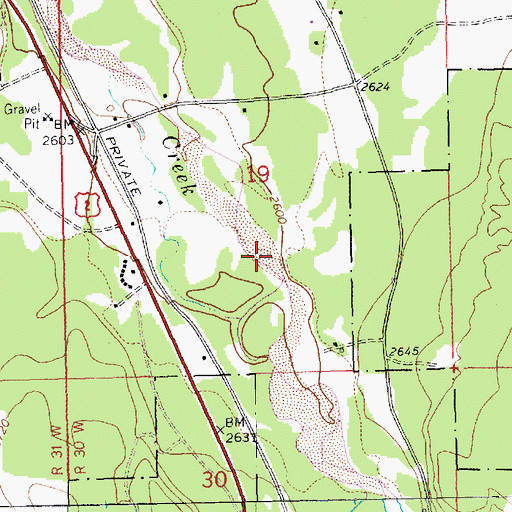 Topographic Map of 29N30W19DBC_01 Well, MT
