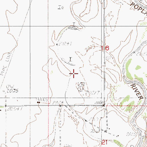 Topographic Map of 29N51E16CCAA01 Well, MT