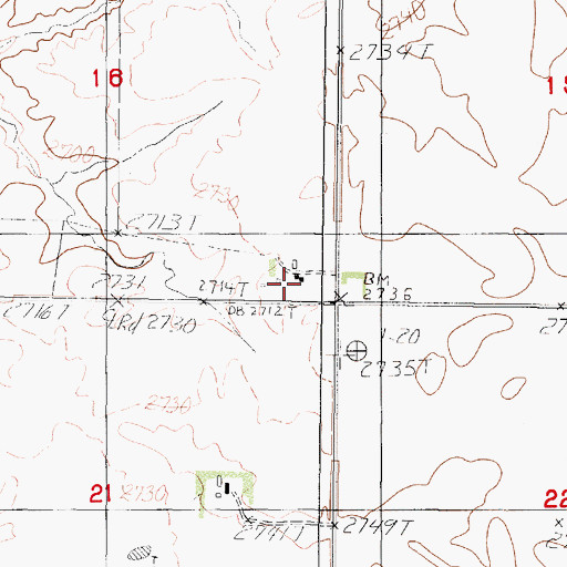 Topographic Map of 29N44E16DDDC01 Well, MT