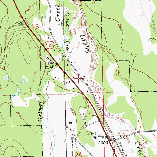 Topographic Map of 29N31W13DDB_01 Well, MT