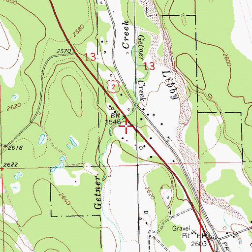 Topographic Map of 29N31W13DCA_01 Well, MT