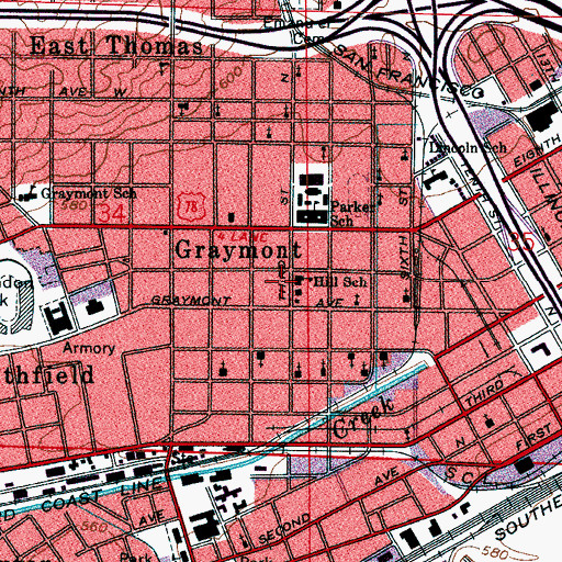 Topographic Map of Smithfield Historic District, AL