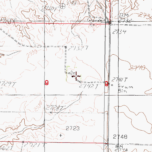 Topographic Map of 29N44E09ACDD01 Well, MT