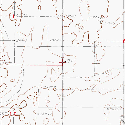 Topographic Map of 29N47E06CBCC01 Well, MT