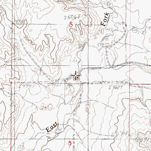 Topographic Map of 29N46E05DCCD01 Well, MT