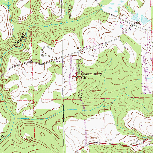 Topographic Map of Community Church, AL