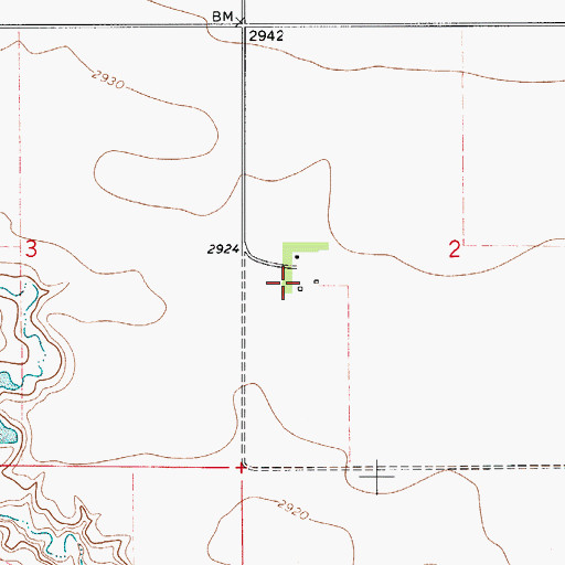 Topographic Map of 29N07E02CBBD01 Well, MT