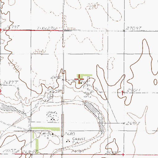 Topographic Map of 29N46E01BCDB02 Well, MT