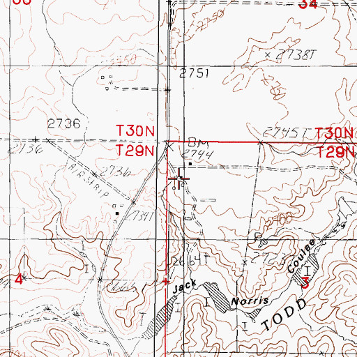 Topographic Map of 29N44E03BBCA01 Well, MT