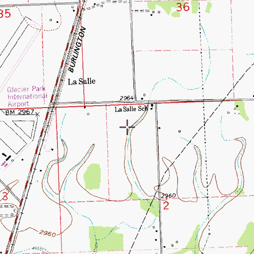 Topographic Map of 29N21W02CA__01 Well, MT