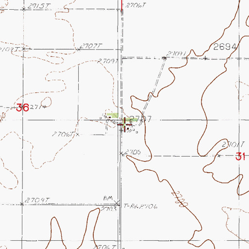 Topographic Map of 30N47E31BCBC03 Well, MT