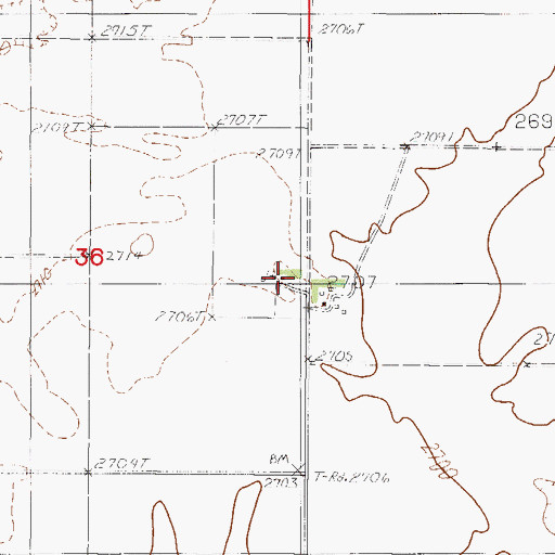 Topographic Map of 30N46E36DAAB01 Well, MT