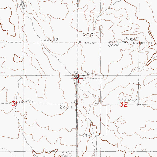 Topographic Map of 30N48E32BCBA01 Well, MT