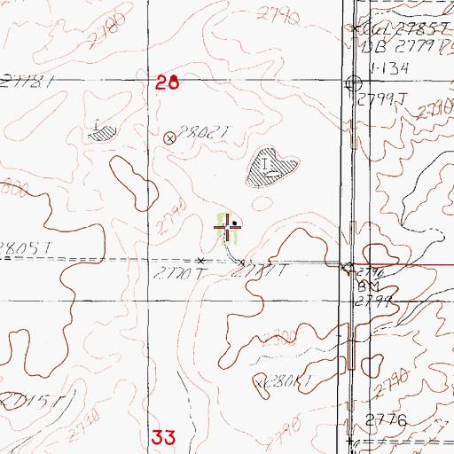 Topographic Map of 30N44E28DCDB01 Well, MT