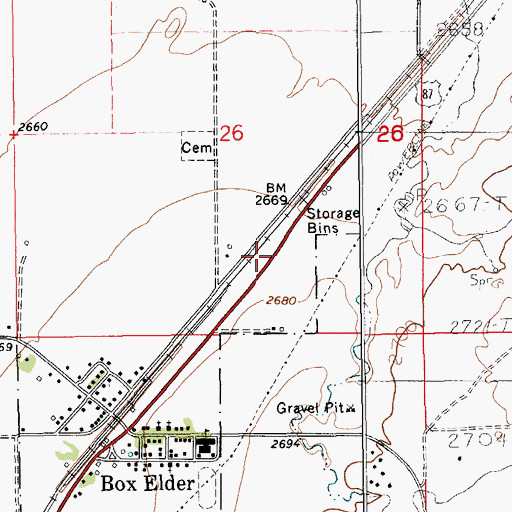Topographic Map of 30N13E26DC__01 Well, MT