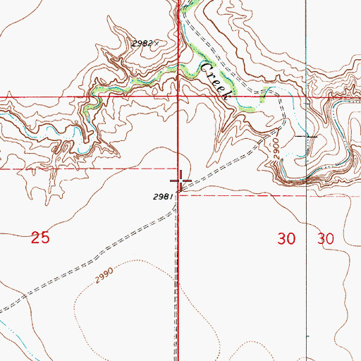 Topographic Map of 30N07E30BCBD01 Well, MT