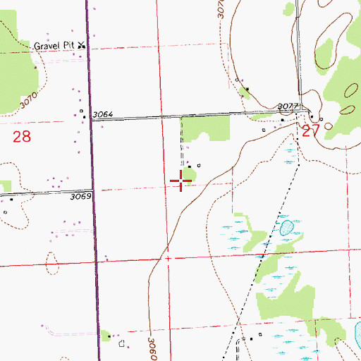 Topographic Map of 30N20W27CBCD01 Well, MT