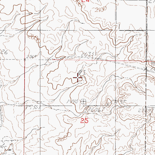 Topographic Map of 30N45E25BADA01 Well, MT