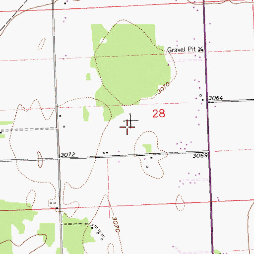 Topographic Map of 30N20W28CA__01 Well, MT