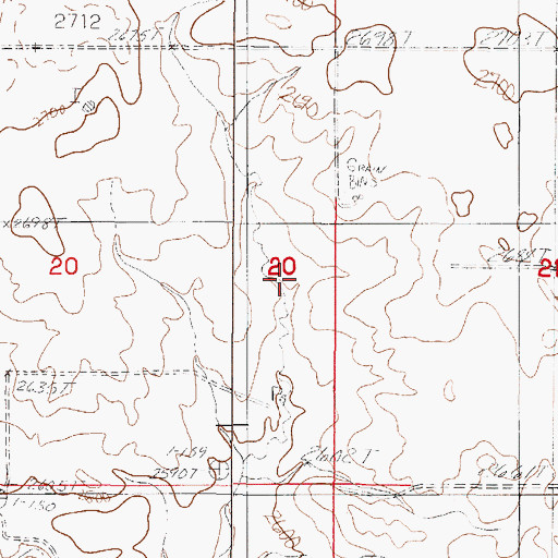 Topographic Map of 30N48E20DAAB01 Well, MT