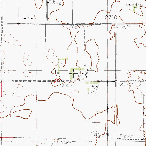 Topographic Map of 30N47E24ACDC01 Well, MT