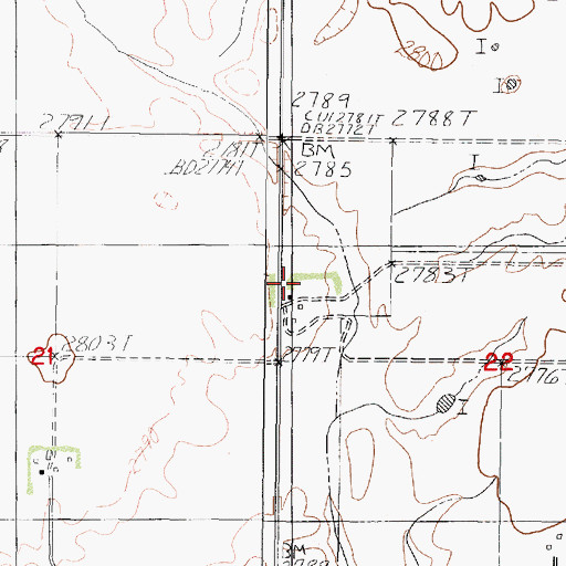 Topographic Map of 30N44E22BCBC01 Well, MT