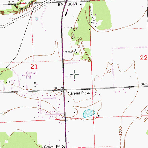 Topographic Map of 30N20W21DA__01 Well, MT