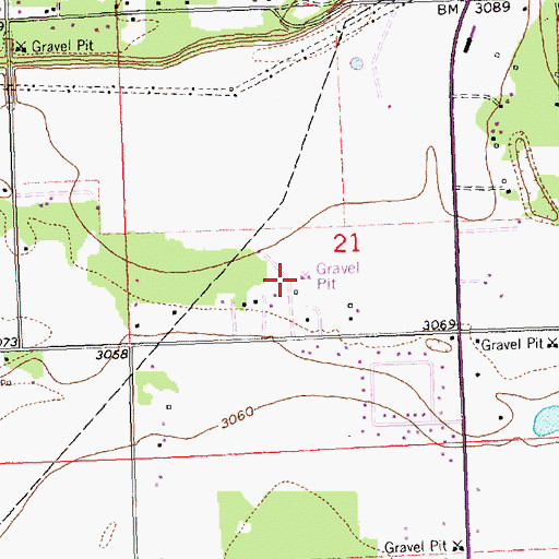 Topographic Map of 30N20W21CA__01 Well, MT