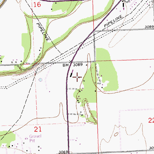 Topographic Map of 30N20W21AA__01 Well, MT