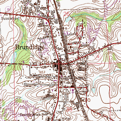 Topographic Map of Brundidge City Hall, AL